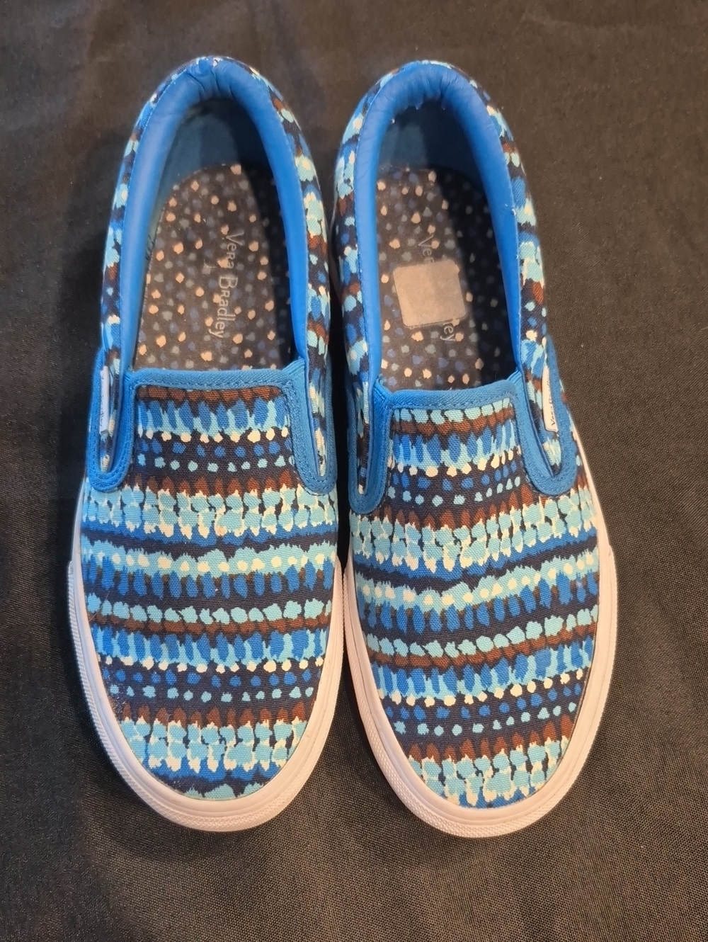 Vera Bradley "Java Beads" Blue Multi-Pattern Slip-On Sneakers